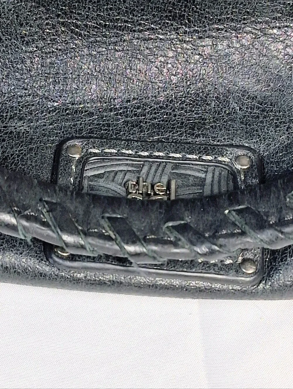 The Sak Genune Black Leather Braided Handles Hobo Interior Zipper Closure Purse